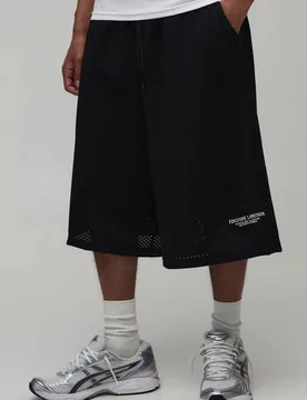 Herren Bedruckte Mesh-Jersey Bermuda-Shorts Black Größe XL - boohooMAN - FashionsVida