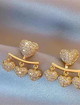 New Luxurious Zircon Filled Zircon Love Earrings Two High Grade Earrings Fashion Sweet Exquisite Versatile Banquet Accessories - Aliexpress - FashionsVida