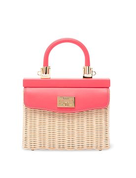 Borsa a mano piccola in vimini e pelle