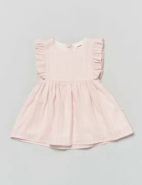 Abito rosa cipria Lil'Atelier fit and flare in cotone devore' con rouches - Lil' Atelier - FashionsVida