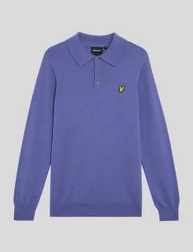 Mens Merino Blend Long Sleeve Polo Shirt - Blue - Size 3xl - Lyle & Scott - FashionsVida