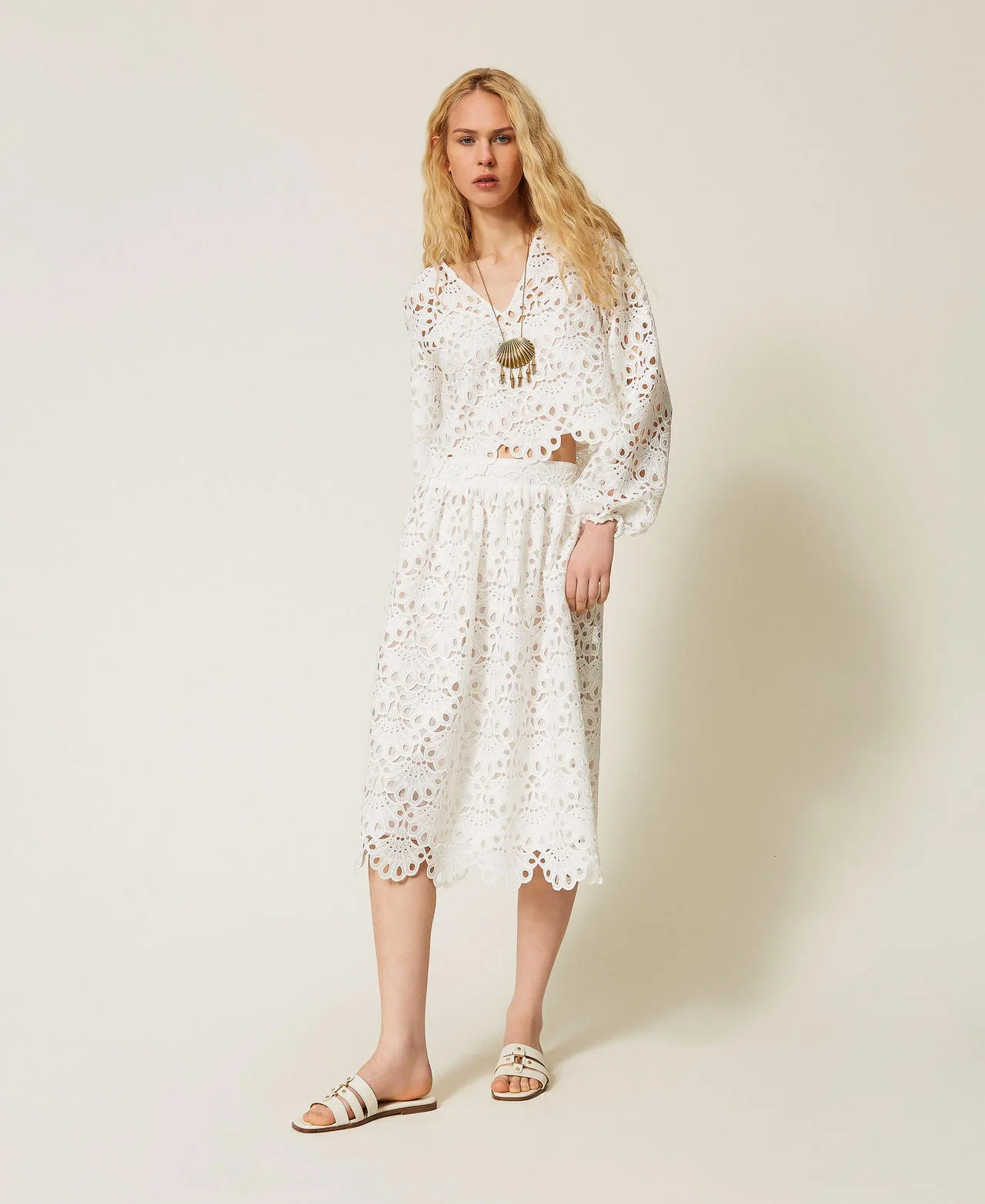 Twinset Jupe mi-longue en macramé - TWINSET - FashionsVida