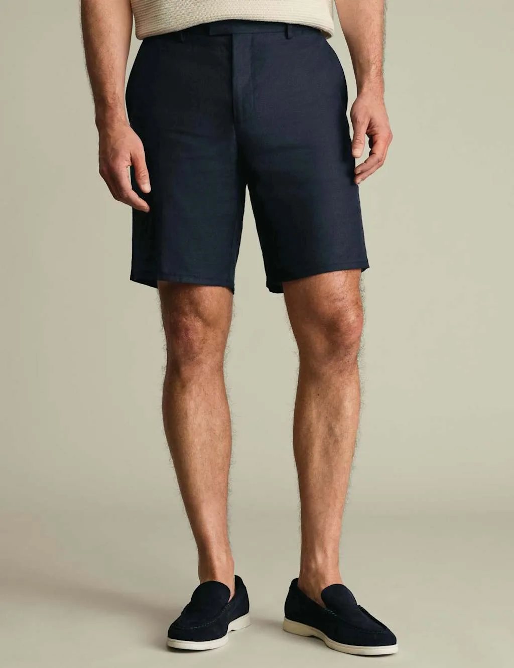 Pure Linen Smart Shorts Navy male - Charles Tyrwhitt - FashionsVida