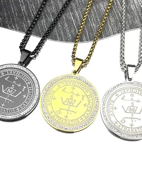 Archangel MICHAEL Seal Talisman Sigil of Angelic Pendant Necklace Stainless Steel Gold Color Rhinestones Chain Jewelry Gift - Aliexpress - FashionsVida