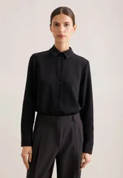 Hemdbluse aus fließender ware Schwarz 44