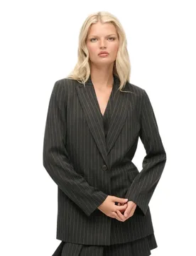Blazer Pinstripe Boyfriend Charcoal Pinstripe XL