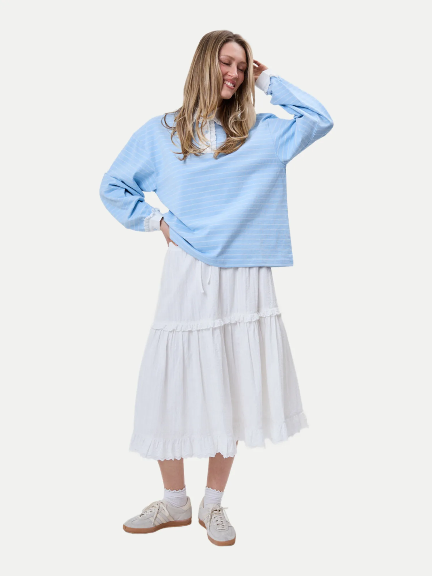 Oversized Langarm-Shirt Jolina Weiß S - OH APRIL - FashionsVida