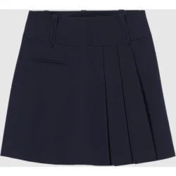 Falda corta de punto con cintura gruesa y lana