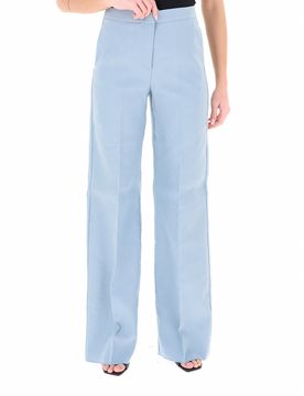 Pantalone misto lino AZZURRO POLVERE 48