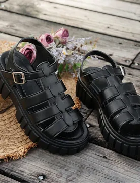 Sandalias de cuña con doble hebilla ajustable de gancho y bucle, suela gruesa antideslizante, zapatos de plataforma sin cordones para adolescentes, m - Shein - FashionsVida