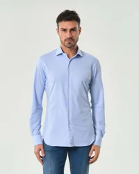 Camicia azzurra micro armatura in tessuto tecnico active tailor fit