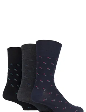 Mens 3 Pair Patterned Bamboo Socks Suit Black / Navy / Grey 6-11 - Assorted - Size: 6-11 Mens - Gentle Grip - FashionsVida
