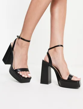 Womens Platform Heel Sandals In Black - Size Uk 8 - Glamorous - FashionsVida