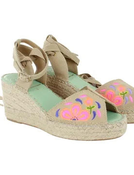 Alpargatas con cintas de cuña alta con hebilla intercambiable - star love - FashionsVida