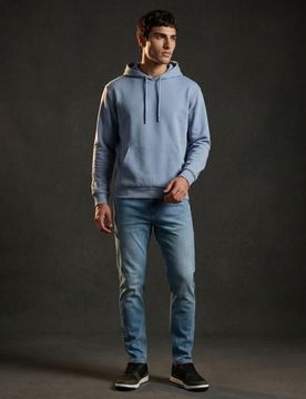 Felpa basic con cappuccio - blu pallido