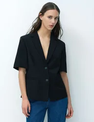 Tailored Short Sleeve Blazer Black female