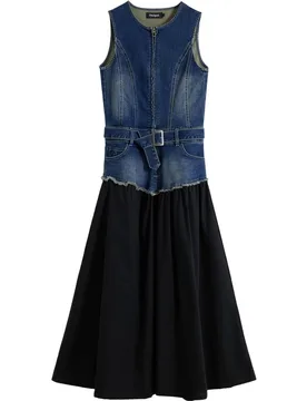 Desigual - Vestido combinado denim - Desigual - FashionsVida