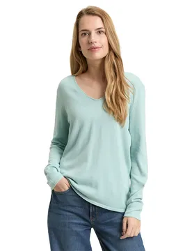 Pull à Col En V Front Logo Coin Blue Haze L
