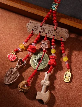Tibetan cultural artifact peach wood lightning-struck wood Nine Palace Bagua Hang Tag Natural camel bone Carry on car hanging - Aliexpress - FashionsVida