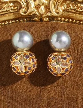 Vintage Large Grey Pearl Drop Earrings Luxury Gold Color Ball Pendant Colorful Rhinestone Jewelry Charms For Women Daily Gifts - Aliexpress - FashionsVida