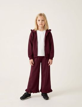 Top da jogging con zip e cappuccio - mogano