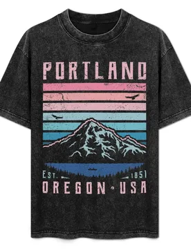 Portland Oregon Retro T-Shirt Heavy Duty Casual Work Tee - Aliexpress - FashionsVida