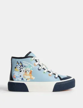 KIds' Bluey™ High Top Trainers (4 Small - 13 Small) Blue Mix male - M&S - FashionsVida