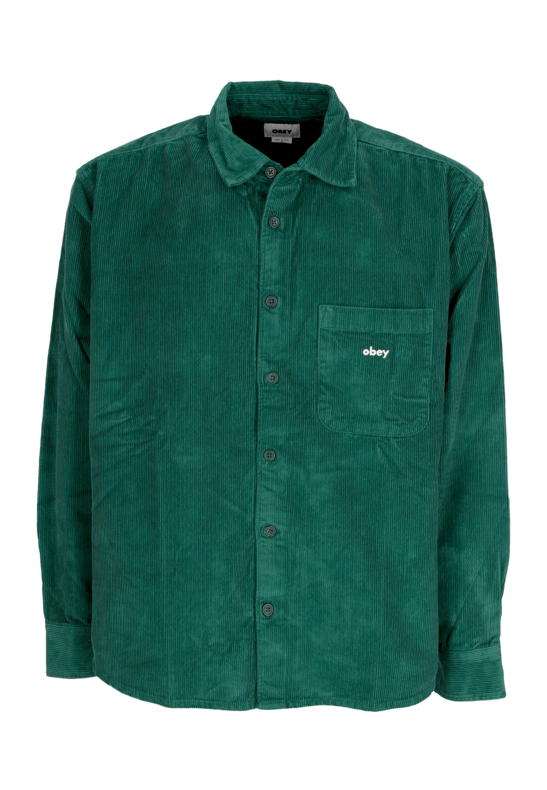 Camicia Manica Lunga Uomo Bigwig Cord Woven Rain Forest - OBEY - FashionsVida