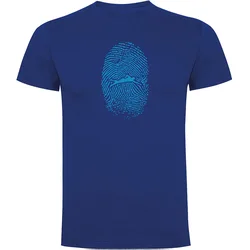Swimmer Fingerprint Short Sleeve T-shirt Royal Blue M Men