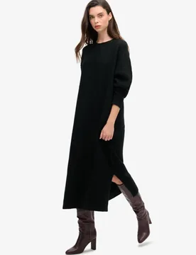Superdry Damen Lässiges Midi-pulloverkleid Schwarz - Größe: 38 - 119.99 - FashionsVida