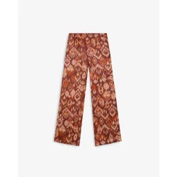 Pantalón recto de mujer estampado en tejido fluido