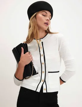 Pure Cotton Textured Fitted Cardigan White Mix female - River Island - FashionsVida