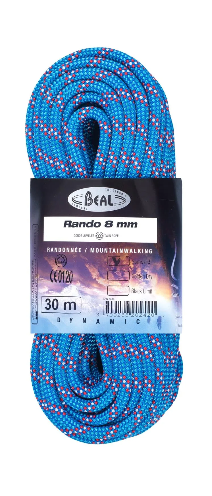 Corde d'escalade - Rando 8 mm Bleu - Taille 48 m - Beal - FashionsVida