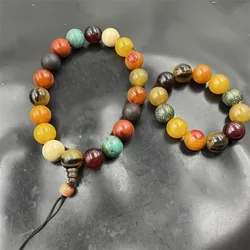 Vintage distressed old amber multi- round bead bracelet, prayer beads