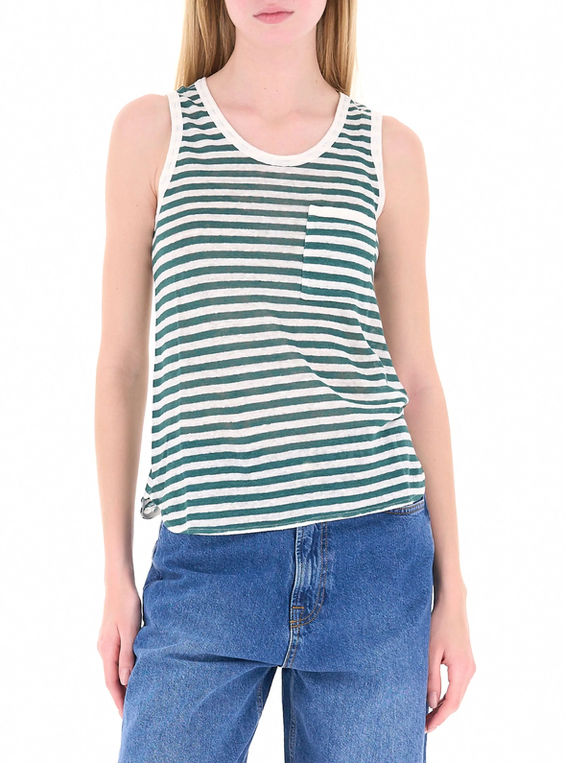I BLUES Canotta in lino VERDE S - I Blues - FashionsVida