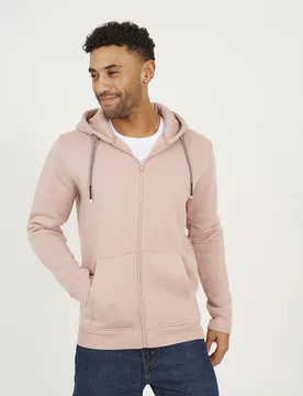 Mens Pink Zip Through Hoodie - Size 2xl - Brave soul - FashionsVida