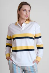 Women's Striped Rugby Top Size: 8 - Multicolor - Size: 8