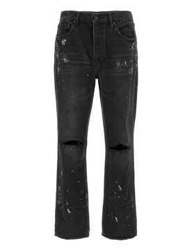 P011 Jeans verniciati con spacco al ginocchio