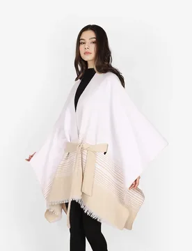 Spring and Autumn minimalist new shawl with women's thickened shawl and high-end cape waist belt striped shawl double-sided - Aliexpress - FashionsVida
