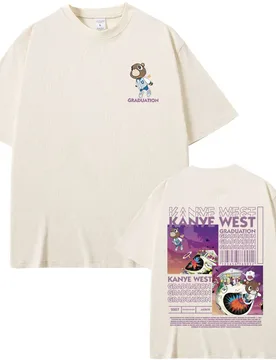 Rapper Kanye West Graduation Bear Double Sided Print T Shirt Men Women Fashion Hip Hop Oversized T-shirt Men's Cotton T-shirts - Aliexpress - FashionsVida