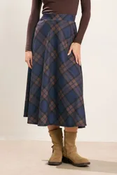 Women's Petite Check Midi A-Line Skirt Size: 6 - Multicolor - Size: 6