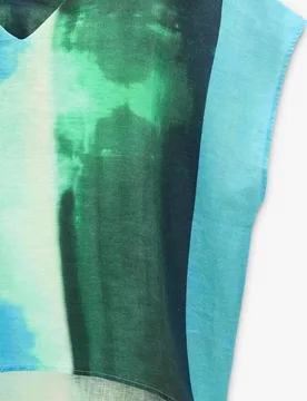 Blusa de mujer 100% lino de manga corta con estampados - Parfois - FashionsVida