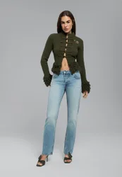 Gerade geschnittene Slim-Fit-Jeans MITTELBLAUER DENIM-WASHED-LOOK 29