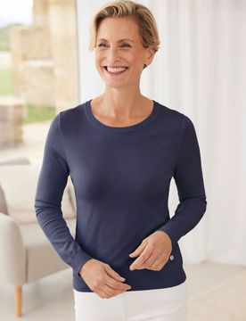 Rundhals-Pullover Supersoft - Marine - female - Size: 38