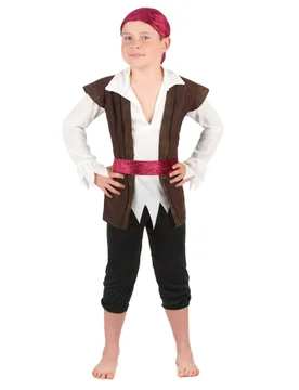 Piratenkostüm für Kinder braun-rot-weiss - KARNEVAL-MEGASTORE - FashionsVida