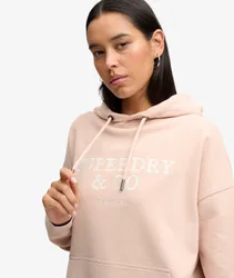 Superdry Damen Luxe Casual Hoodie mit Stickerei in Lockerer Passform Pink - Größe: 34