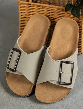 Sandalias planas de moda casual para mujer, para el verano, con soporte de arco y hebilla ajustable, resistentes al desgaste y antideslizantes, con pu - Shein - FashionsVida