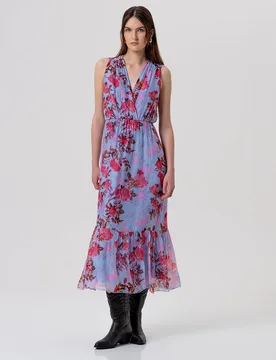 Abito a fantasia floreale donna lightblue-cherry - Fracomina - FashionsVida