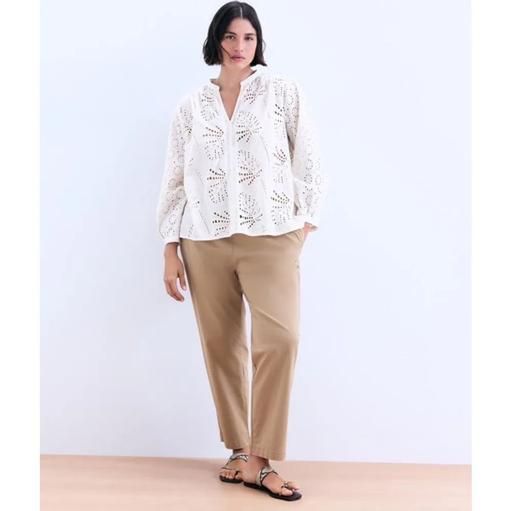 Pantalón liso recto de mujer - Couchel - FashionsVida