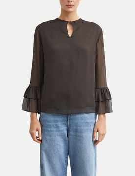 Bluse mit Volantärmeln Schwarz 42